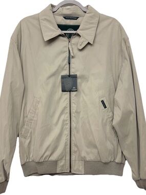 Weatherproof Men’s Beige Bomber Jacket Full Zip Point Collar 44R NWT Large